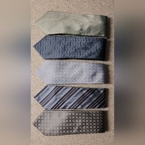 Bundle Calvin Klein 100% Silk Ties Blue Green Gray Colorways